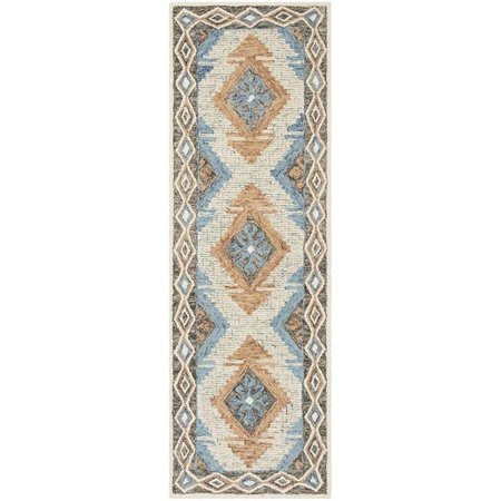 SAFAVIEH Micro-Loop 400 Hand Tufted Accent Rug, Blue and Beige - 2 ft.-6 in. x 4 ft. MLP401A-24